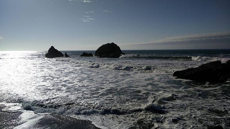 At the Edge of the Western Sea, I, islands, california, ocean, pacific, seascape, san francisco, sea, HD wallpaper