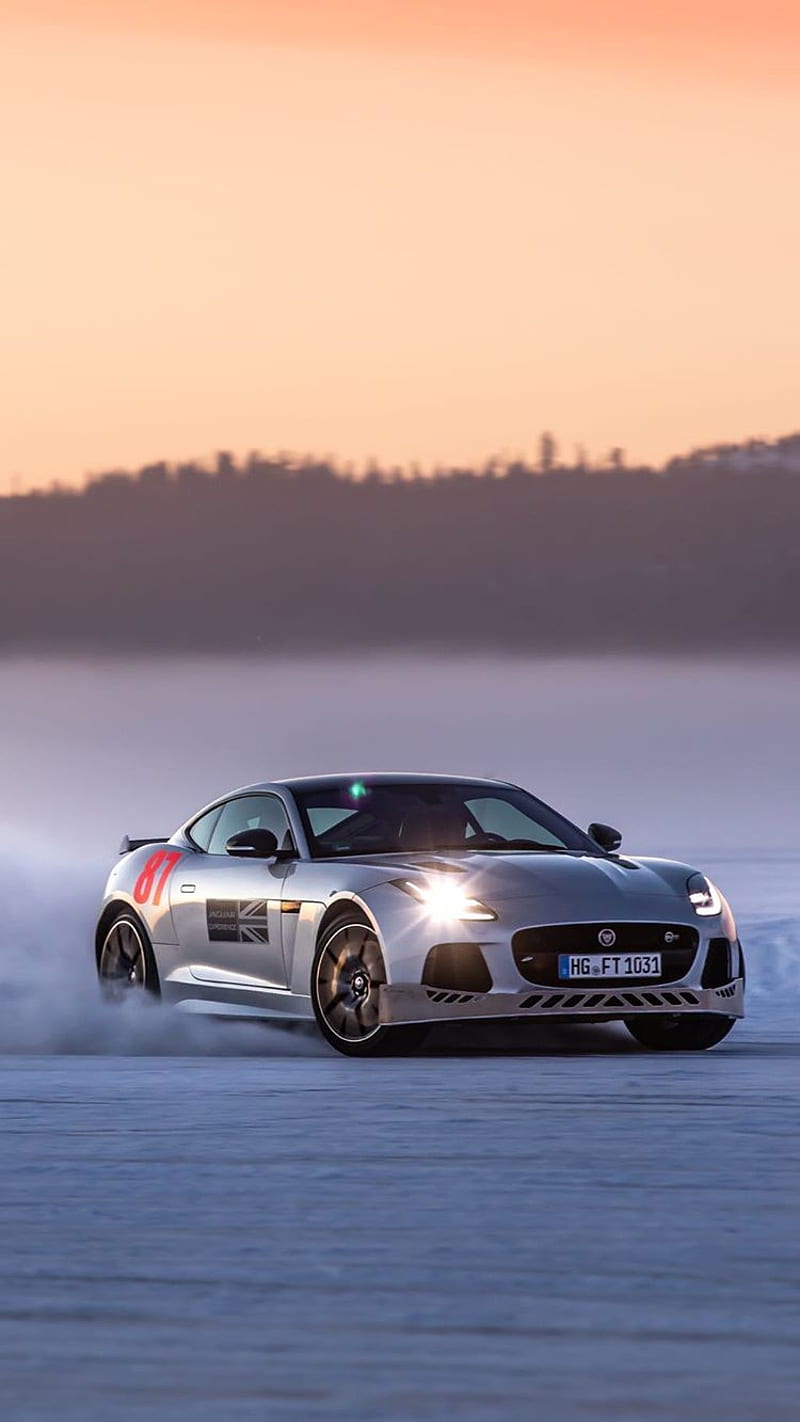 Jaguar F-type, carros, drift, snow, esports, HD phone wallpaper