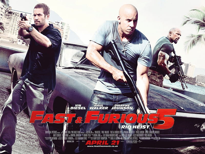 Fast & Furious, Vin Diesel, Paul Walker, Dwayne Johnson, Movie, Brian O'conner, Dominic Toretto, Fast Five, Luke Hobbs, HD wallpaper