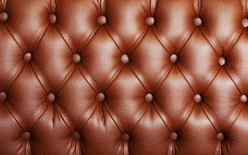 brown leather upholstery tufted brown upholstery, brown leather, macro, brown leather background, leather textures, brown backgrounds, HD wallpaper