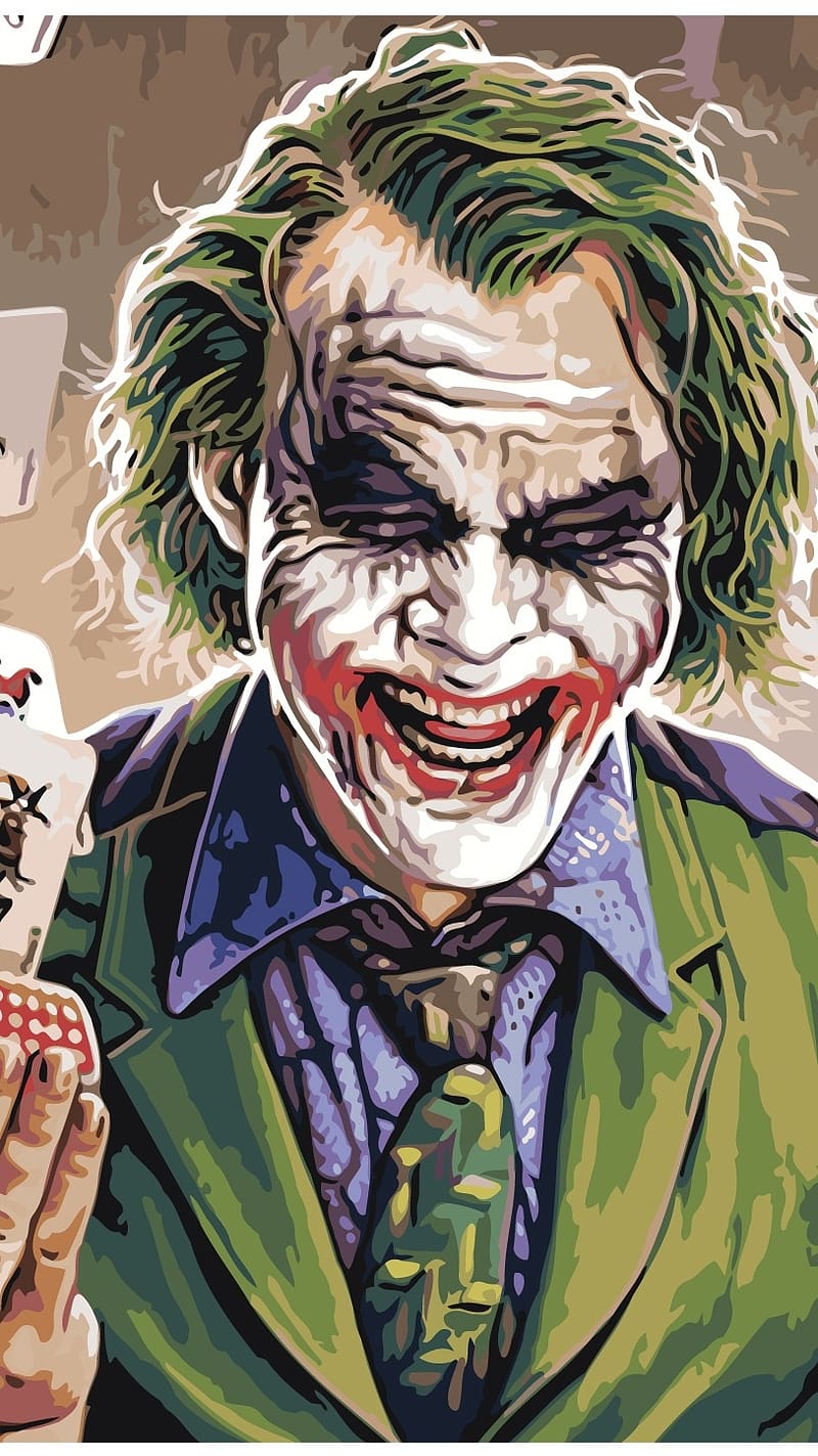 Attitude Joker Laughing Art With Cards, attitude joker, laughing, art, painting, HD phone wallpaper