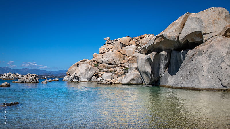 rock, stones, relief, sea, nature, HD wallpaper