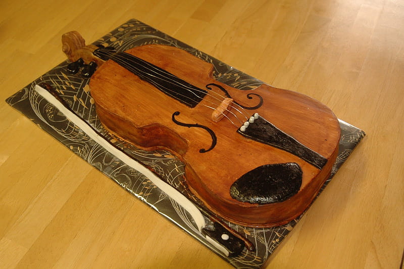 A sweet cake violin for my lovely friend Rosarina, cook, cake, violin, sweet, HD wallpaper