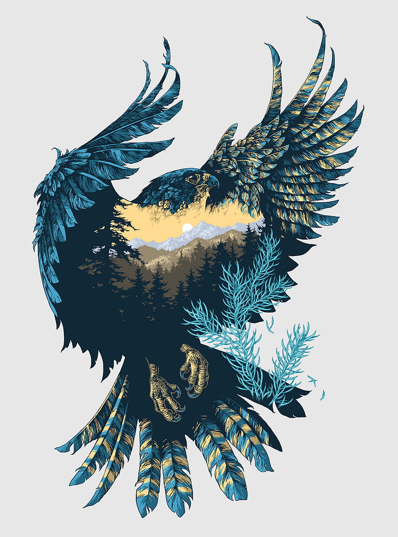 Eagle, dragons, raven, phoenix, wings, HD phone wallpaper