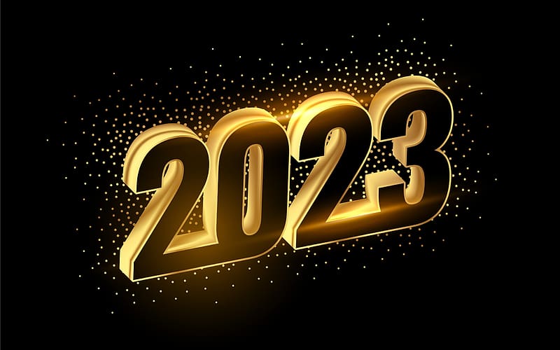 Happy New Year!, black, new year, newcyear, golden, 2023, card, HD wallpaper