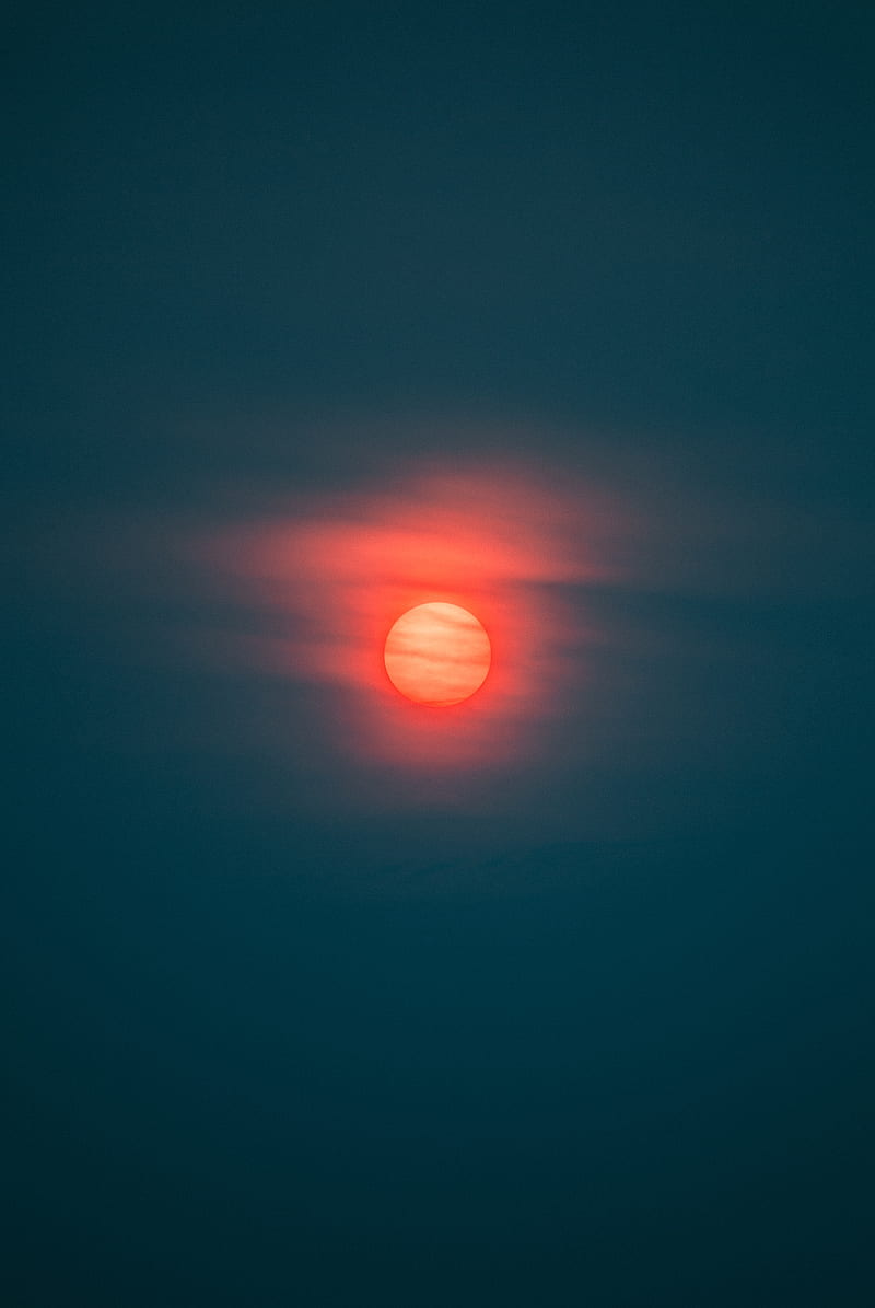 dusk, sun, red, clouds, haze, HD phone wallpaper