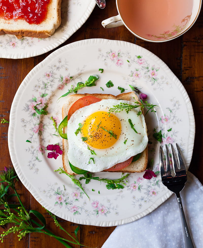 sunny-side up egg with bread beside fork, HD phone wallpaper