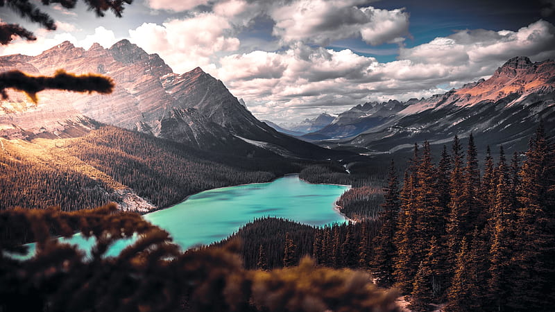 lake, mountain, trees, clouds, scenic, Landscape, HD wallpaper