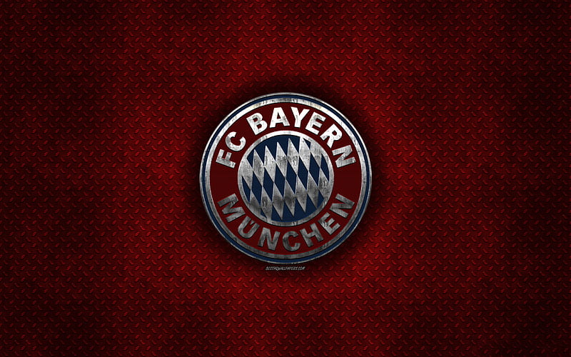 FC Bayern Munich, German football club, red metal texture, metal logo ...