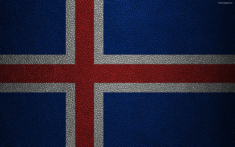 Flag of Iceland leather texture, Icelandic flag, Europe, flags of Europe, Iceland, HD wallpaper