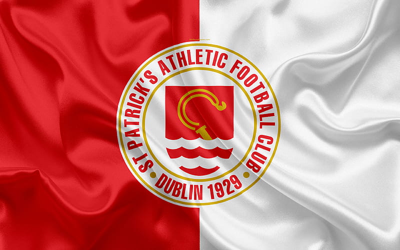 St Patricks Athletic FC Irish Football Club, logo, emblem, League of Ireland, Premier Division, football, Incicor, Ireland, silk flag, Irish Football Championship, HD wallpaper