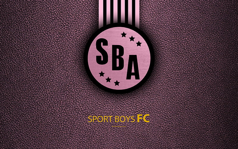 Sport Boys Association logo, leather texture, Peruvian football club, emblem, pink black lines, Peruvian Primera Division, Callao, Peru, football, HD wallpaper