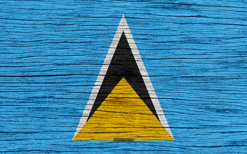 Flag of Saint Lucia North America, wooden texture, national symbols, Saint Lucia flag, art, Saint Lucia, HD wallpaper