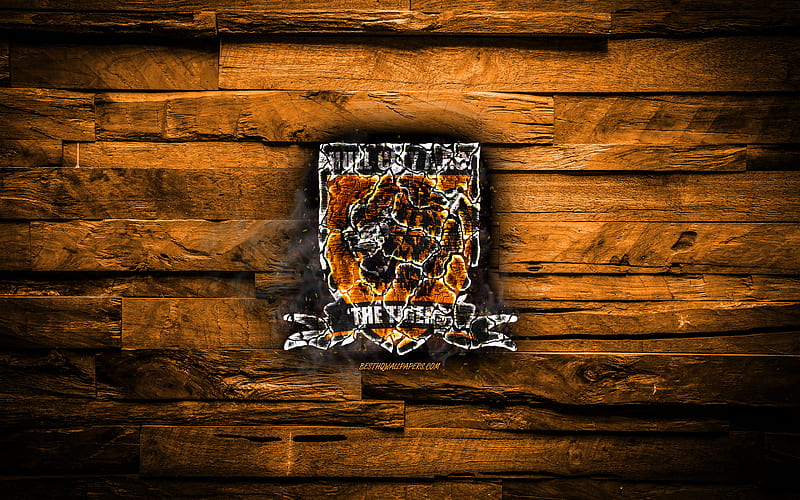 Hull City FC, orange wooden background, England, burning logo, Championship, english football club, grunge, Hull City logo, football, soccer, wooden texture, HD wallpaper