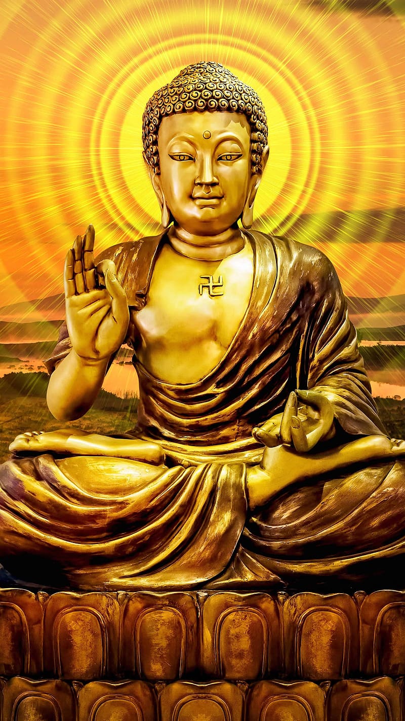 Buddha , Sunshine Background, lord buddha, god, meditation, HD phone wallpaper