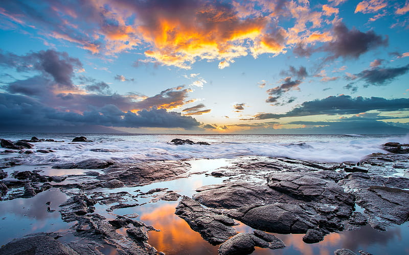 Sunset Island, sunset, nature, HD wallpaper