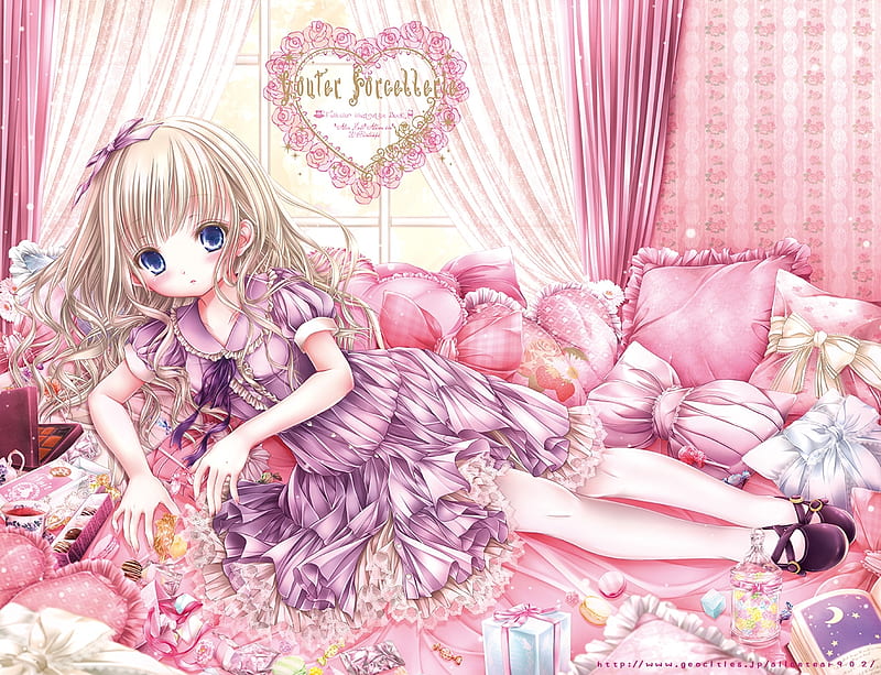 Alice, sweets, chocolate, manga, valentine, girl, anime, lolita fashion, heart, mubi, white, pink, HD wallpaper