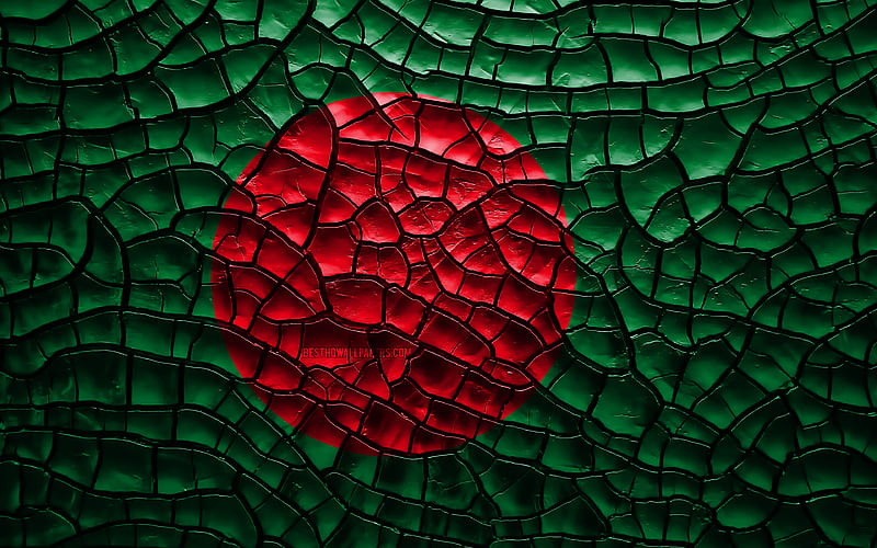 Flag of Bangladesh cracked soil, Asia, Bangladesh flag, 3D art, Bangladesh, Asian countries, national symbols, Bangladesh 3D flag, HD wallpaper