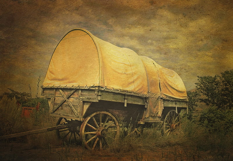 Old wagon, wagon, travel, abstract, old, caravan, traveling, HD wallpaper