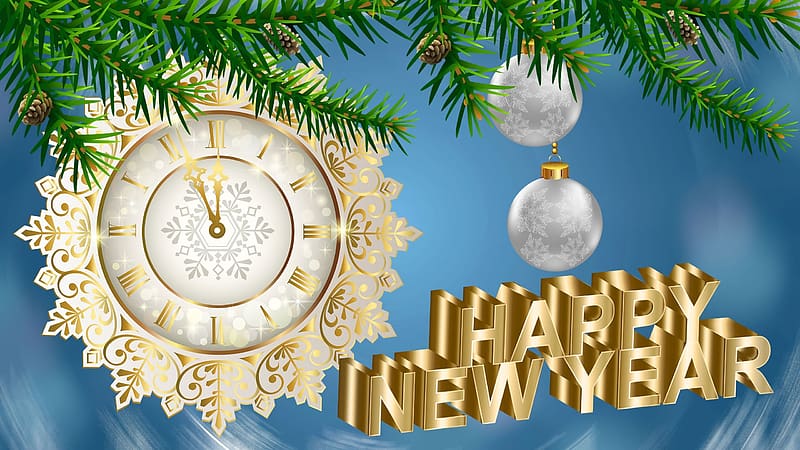 Happy New Year, New year, Graphics, Clock, Decorations, HD wallpaper ...
