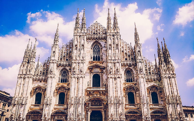 Duomo Milan Cathedral, italian landmarks, Santa Maria Nascente, Duomo di Milano, cathedral church, Milan, Italy, Europe, HD wallpaper