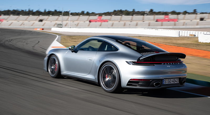 2020 Porsche 911 4S (Color: Agate Grey Metallic) - Rear Three-Quarter , car, HD wallpaper