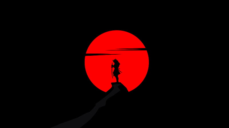 Samurai Dark Oled , samurai, dark, black, oled, artist, artwork, digital-art, HD wallpaper