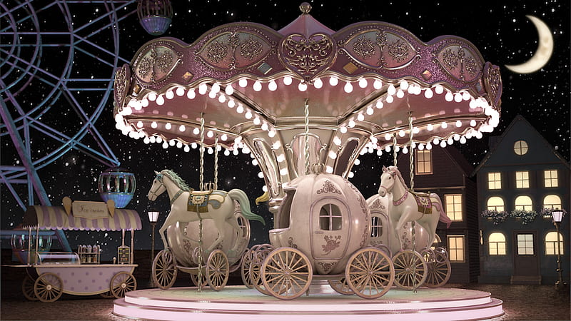 Carousel, cal, misa b, horse, fantasy, HD wallpaper
