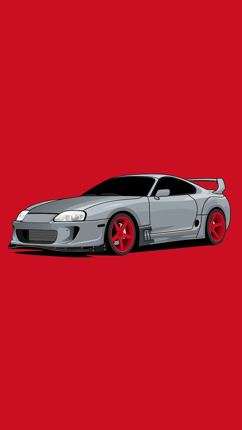 Supra, carros, cartoon, jdm, minimalistic, modified, red, toyota, tunning,  HD phone wallpaper | Peakpx