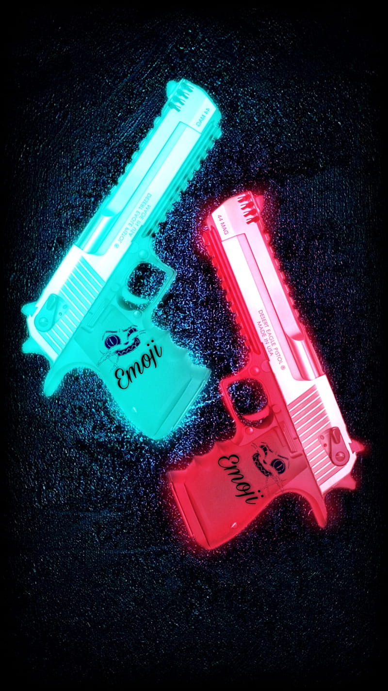 Gun, deadly, gg, black, games, pistol, mojiemoji, glow, weapons, HD phone wallpaper