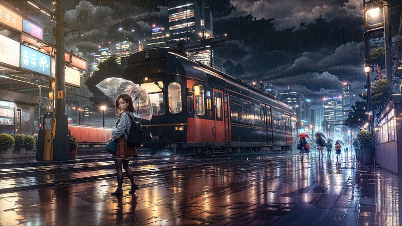 prompthunt: girl, train window, rainy day, anime, japan, ghibli, 9 0 s,  retro style, aesthetic, chill, room