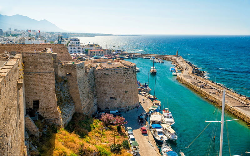 Kyrenia Castle, harbour, Kyrenia, Cyprus, Mediterranean sea, summer, old fortresses, Northern Cyprus, HD wallpaper