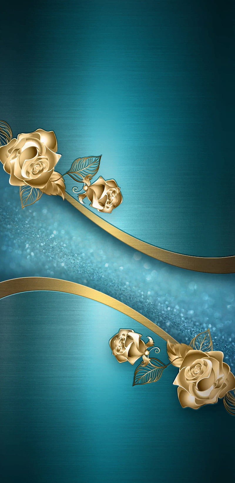 GoldenTealRoses, bonito, girly, glitter, gold, golden, pretty, roses, teal, HD phone wallpaper