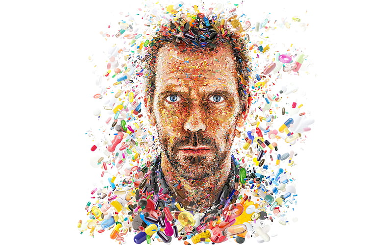 Hugh Laurie In House Tv Show Abstract Artwork , house-tv-series, tv-shows, artwork, artist, digital-art, colorful, HD wallpaper