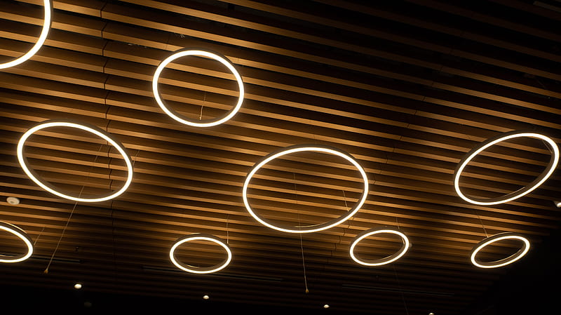 Yellow Ring Lights in the Ceiling, HD wallpaper