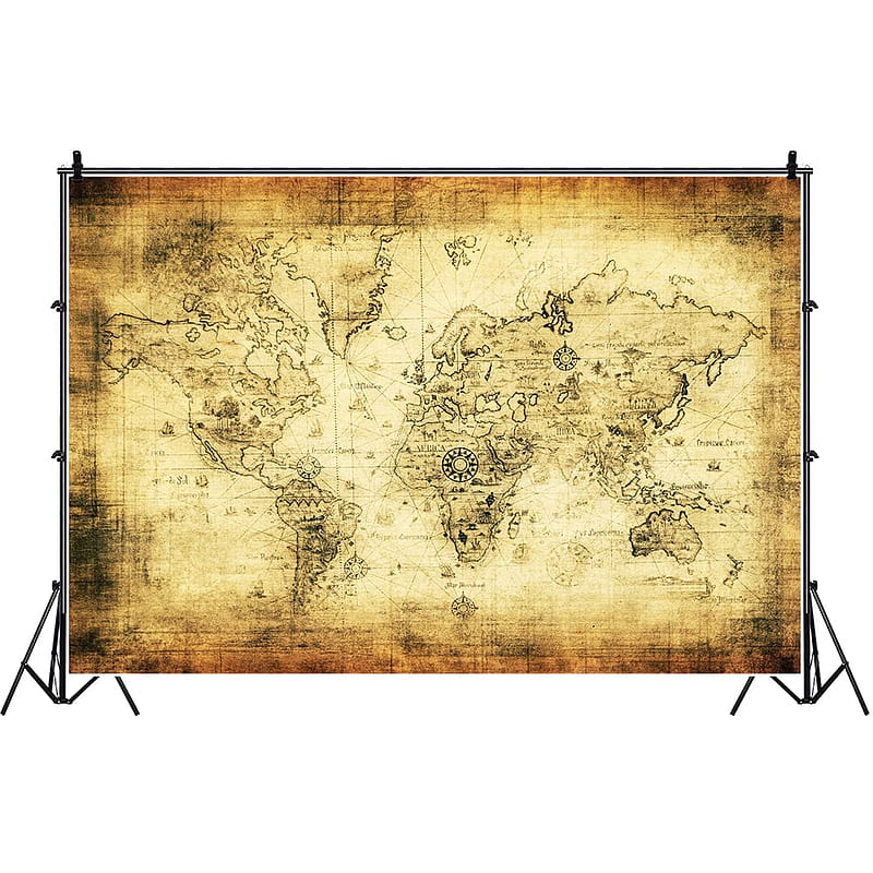 Laeacco ft Retro World Map Backdrop Vintage Map Wall Pattern graphy Background Memorial Historical Adventure Travel Theme Birtay Party Decoration Kids Adults Portrait Studio : Electronics, HD phone wallpaper