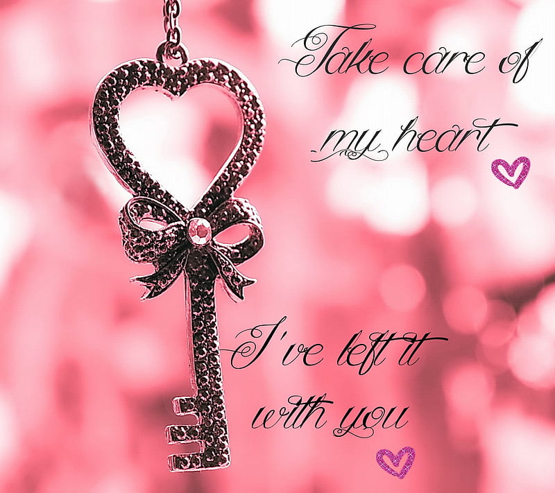 Love Key, heart, key, love, pink, HD wallpaper