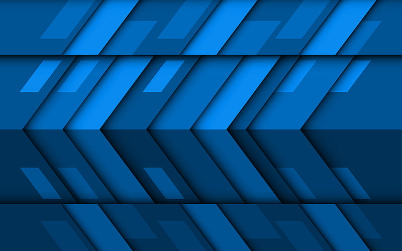 blue arrows material design, creative, geometric shapes, lollipop, arrows, blue material design, strips, geometry, blue backgrounds, HD wallpaper