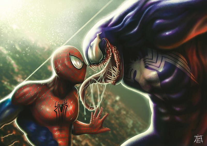Venom And Spiderman , venom, spiderman, artwork, artist, digital-art, superheroes, supervillain, HD wallpaper
