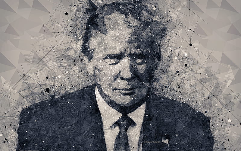Donald Trump creative geometric portrait, face, American president, art, July 4, USA, politician, creative art, Donald John Trump, HD wallpaper