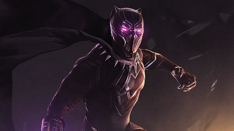 Black Panther Purple Eyes, black-panther, superheroes, artwork, artstation, HD wallpaper