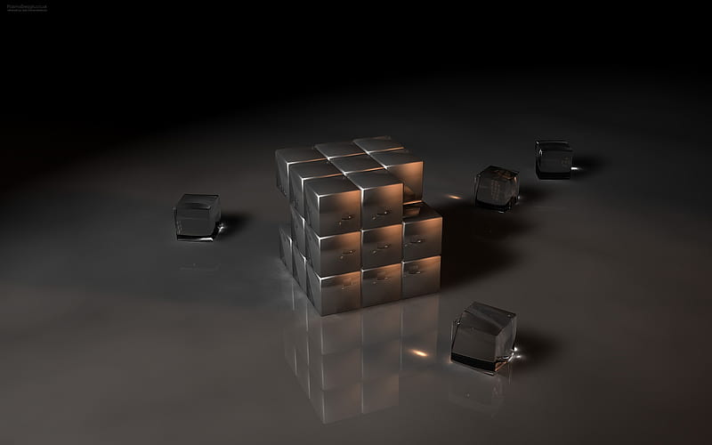 Rubik, cube black, 3d and cg, HD wallpaper