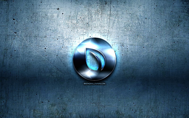 Peercoin metal logo, grunge, cryptocurrency, blue metal background, Peercoin, creative, Peercoin logo, HD wallpaper