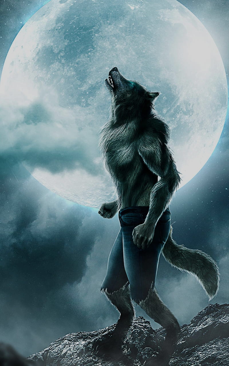 Werewolf, wolfman, moon, wolf, wolves, HD phone wallpaper | Peakpx