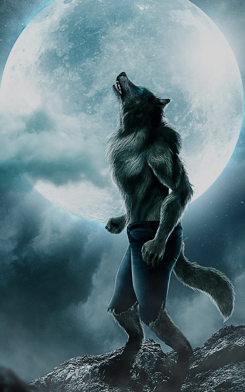 Hombre lobo, hombre lobo, luna, lobo, lobos, Fondo de pantalla de teléfono  HD | Peakpx