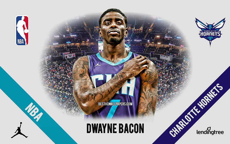 Dwayne Bacon, Charlotte Hornets, American Basketball Player, NBA, portrait, USA, basketball, Spectrum Center, Charlotte Hornets logo, Dwayne Lee Bacon Jr, HD wallpaper