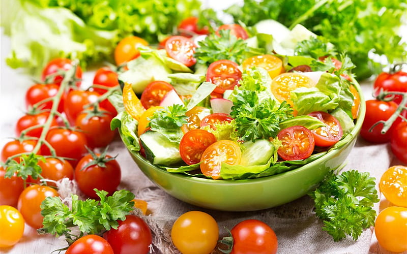 Tomato Salad, tomato, food, vegetables, salad, HD wallpaper