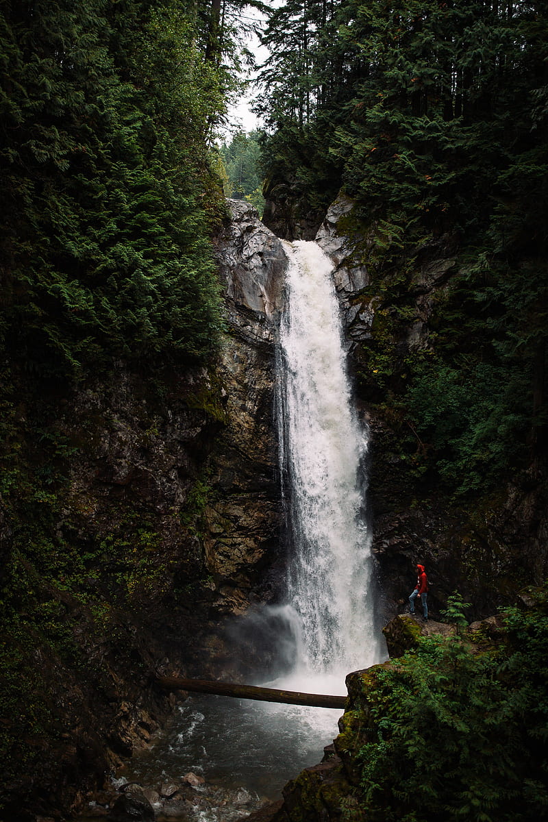 waterfall, cliff, stream, water, nature, HD phone wallpaper
