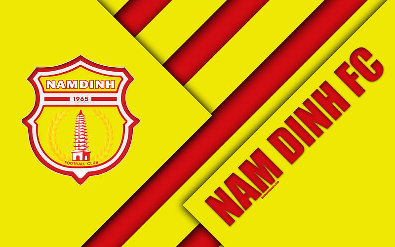 Nam Dinh FC material design, logo, yellow red abstraction, Vietnamese football club, V-League 1, Nam Dinh Province, Vietnam, football, HD wallpaper