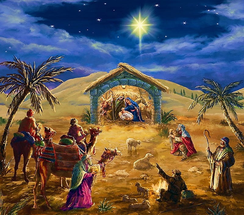 Nativity scene, christ, jesus, gospel, christmas, religion, adoration, HD wallpaper